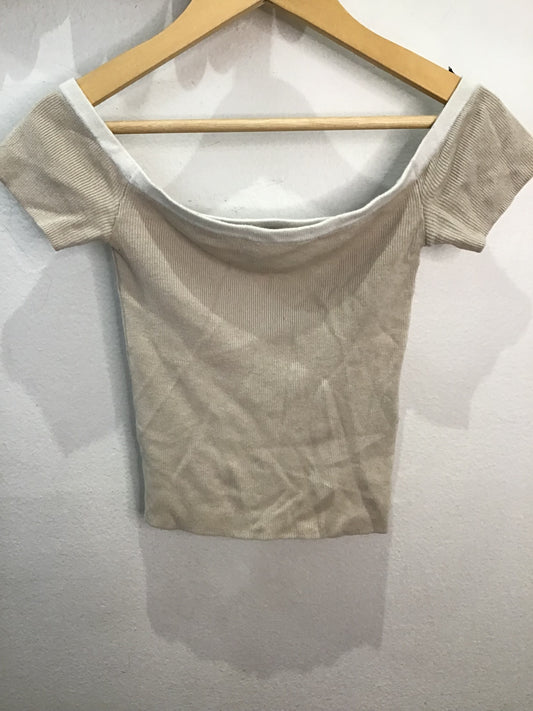 Tee beige ribbed crop - adult XXS