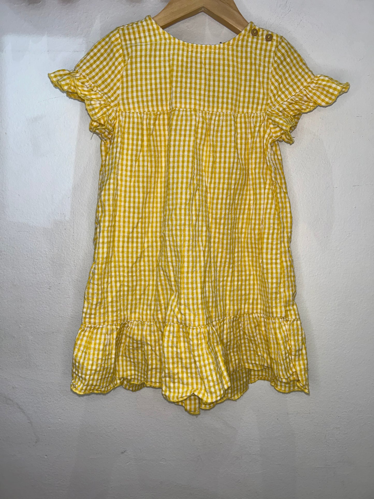 Yellow checkered dress 3-4y