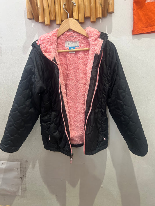 Columbia black and pink mid-season jacket 7-8y