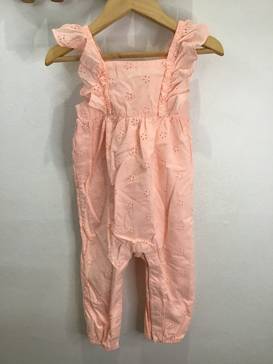 Romper peach eyelet 12m