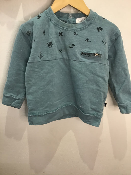 Light blue doodles pullover 24m
