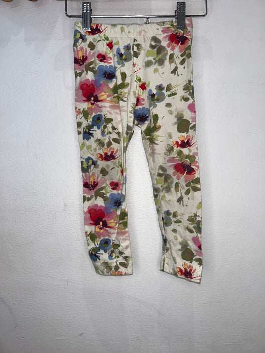 Cream painted flowers leggings 3y