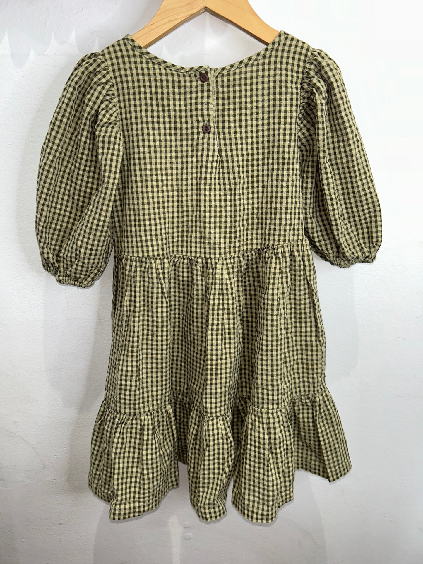 Green checkered dress 3-4y NEW