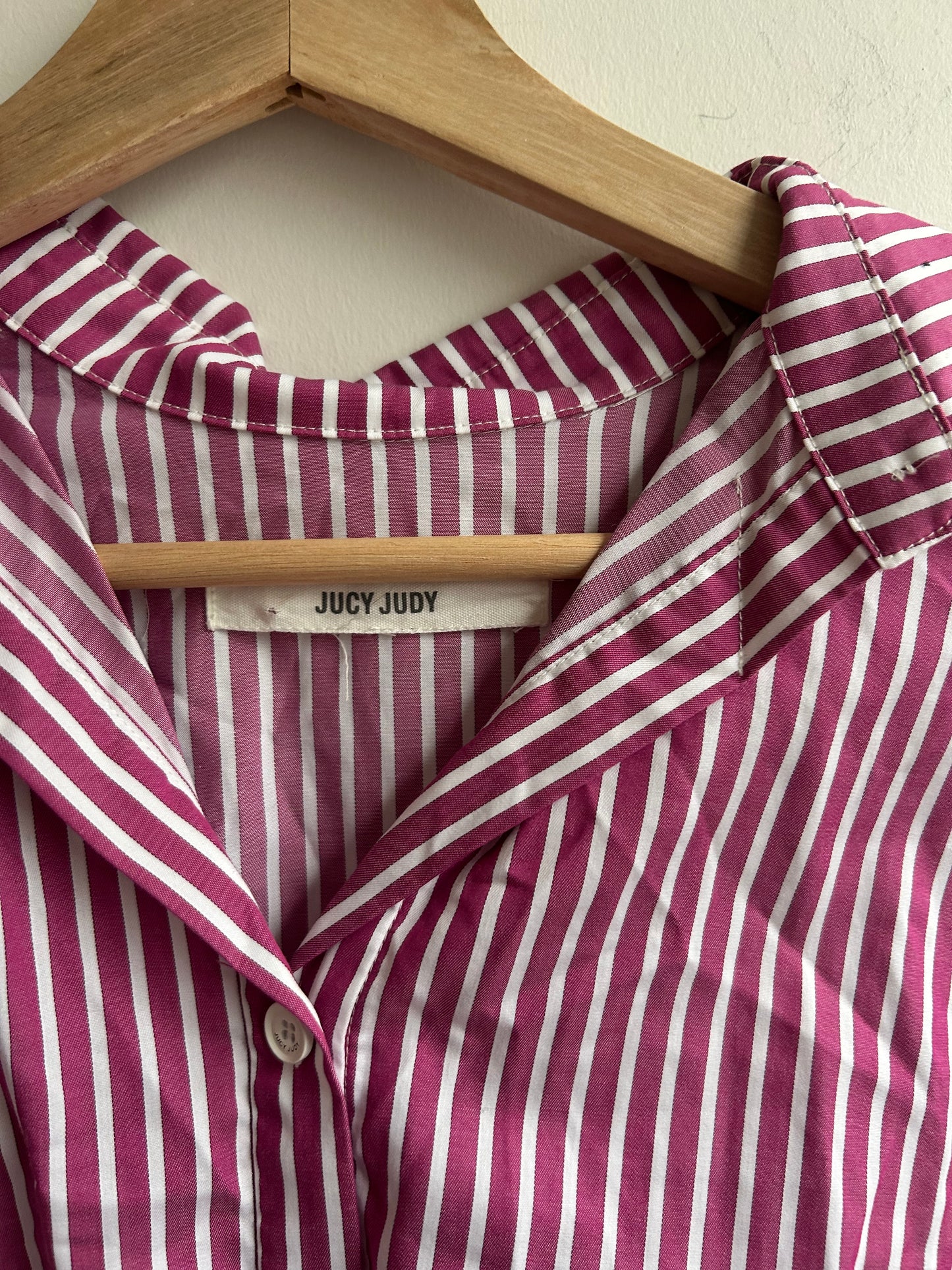 Plum striped peplum shirt S