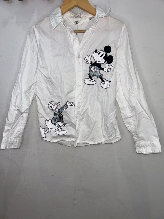 Glittery Mickey and Donald shirt 7-8y