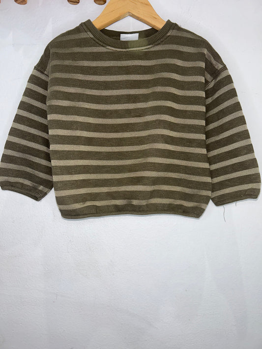 Green stripe pullover 3y