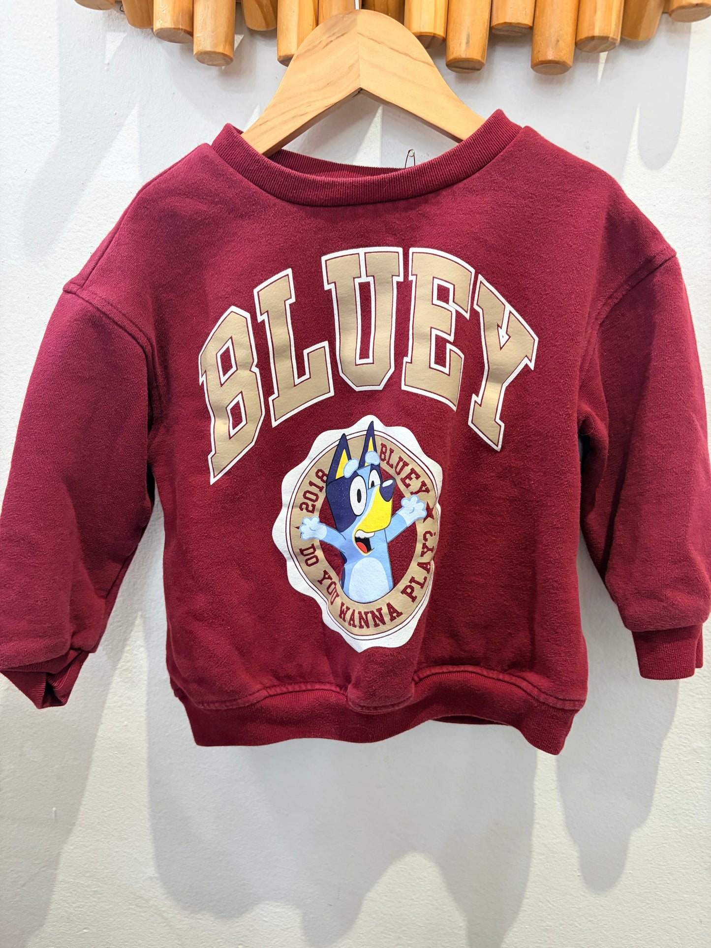 Maroon Bluey pullover 4y