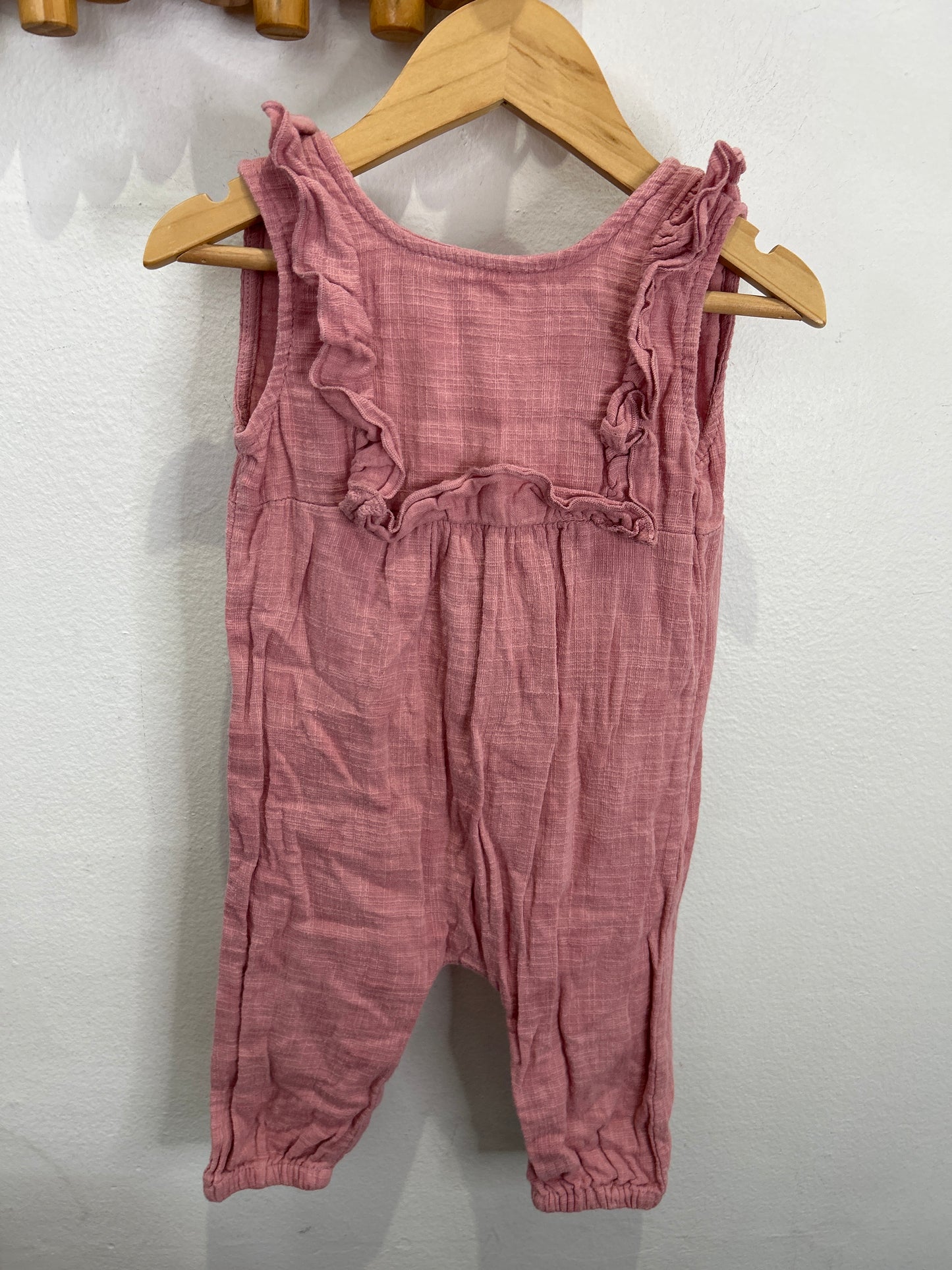 Pink linen romper 9-12m