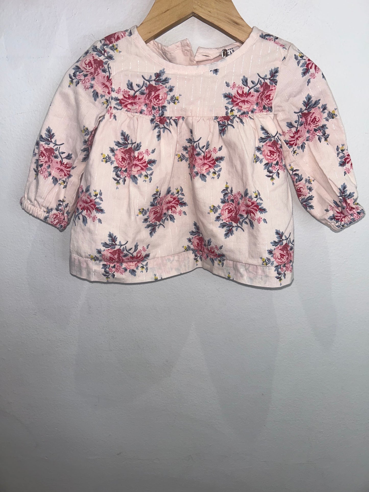 Roses silver thread blouse 12-18m