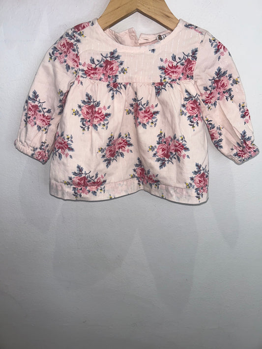 Roses silver thread blouse 12-18m