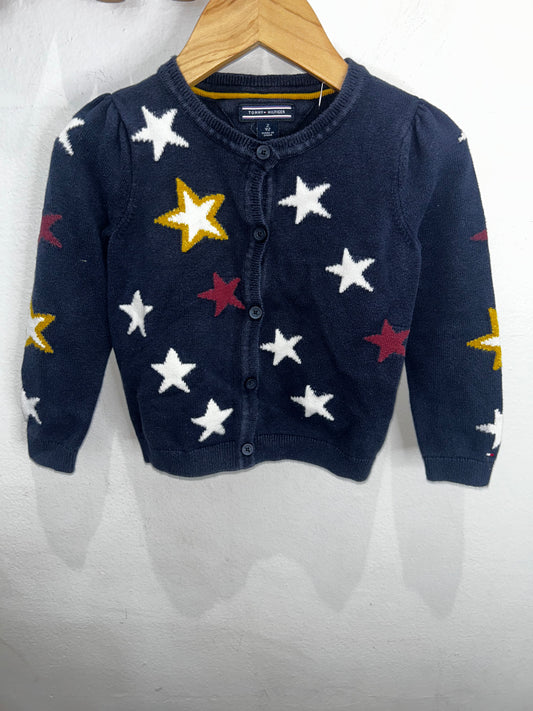 Navy stars cardigan 2y
