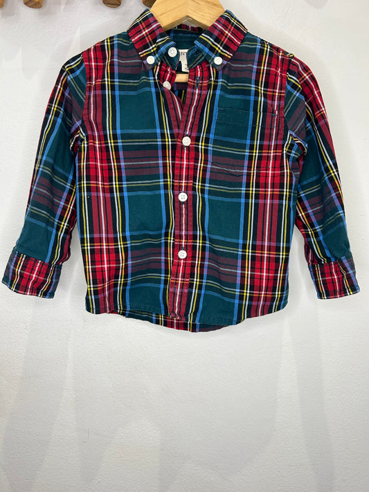 Red and green checkered shirt 2y