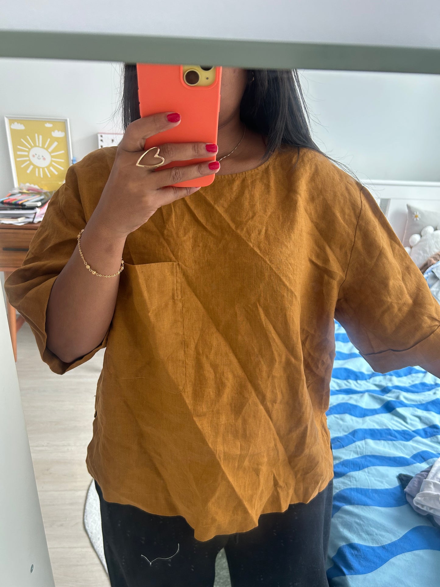 Brown linen tee M [NEW]