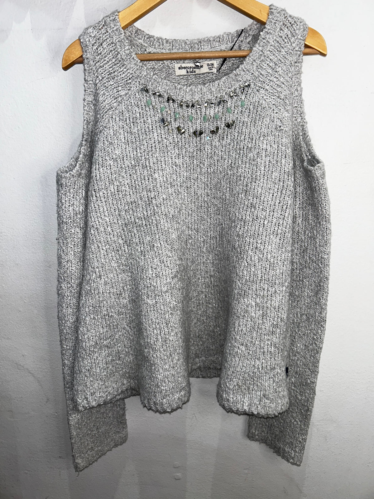 Cold shoulder grey sweater 13-14y