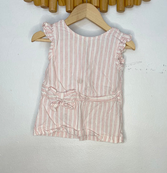 Red stripe linen blouse 2y*