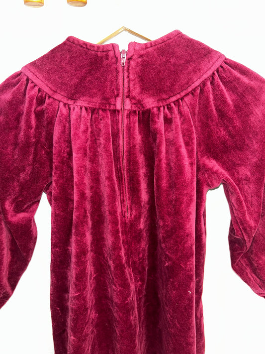 Vintage maroon velvet dress 4-6y