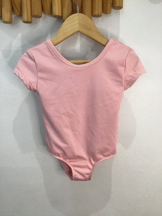 Pink leotard short sleeve 2y