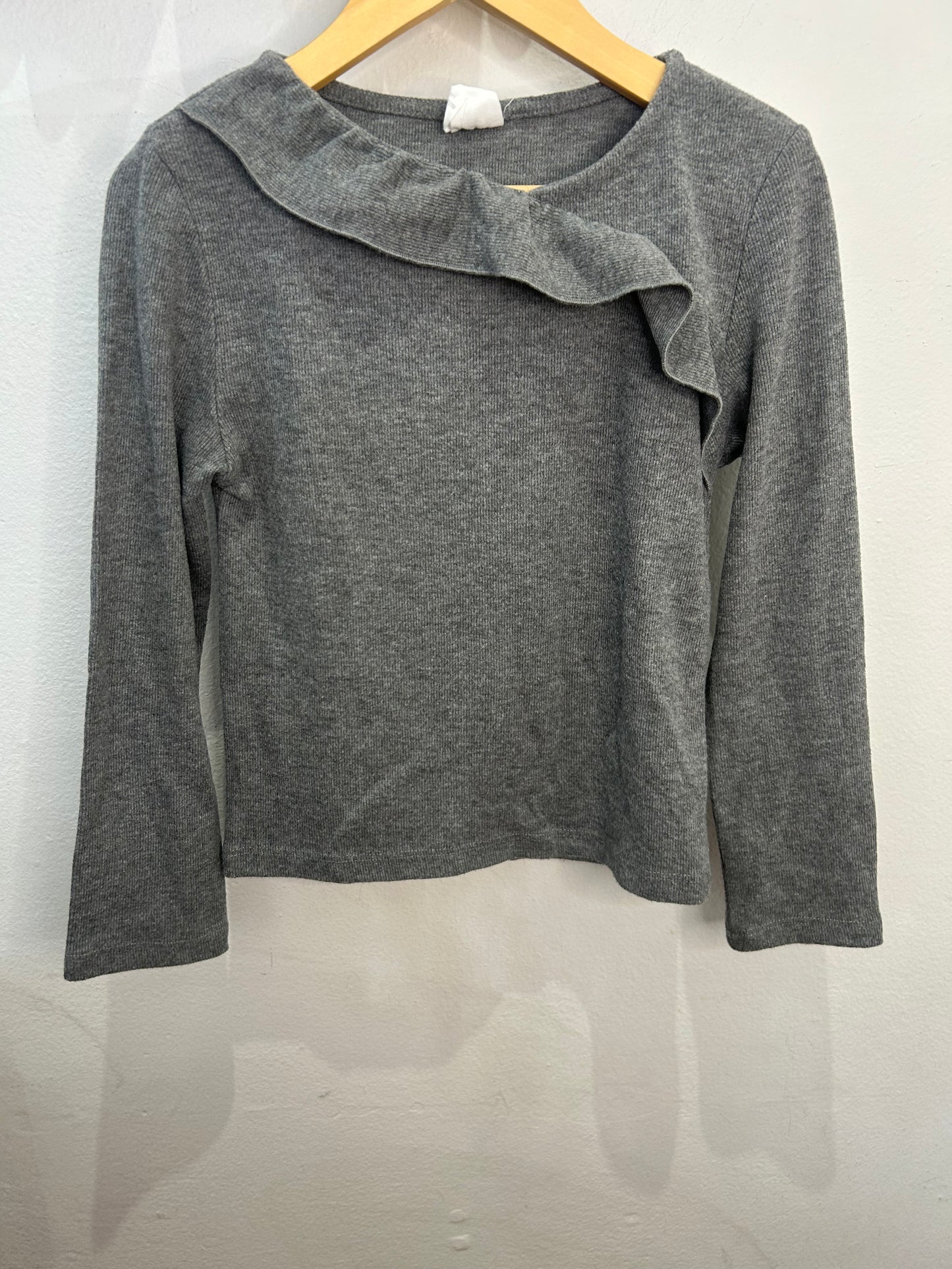 Grey ribbed collared longsleeve 9y