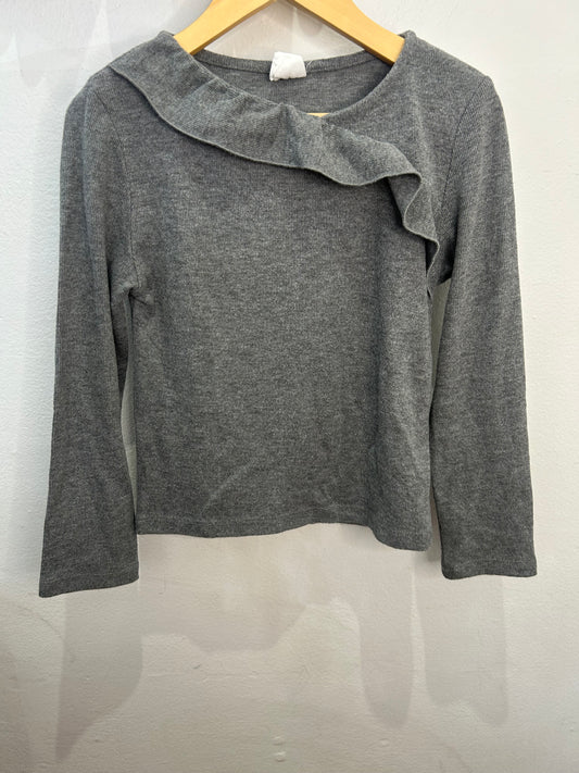 Grey ribbed collared longsleeve 9y