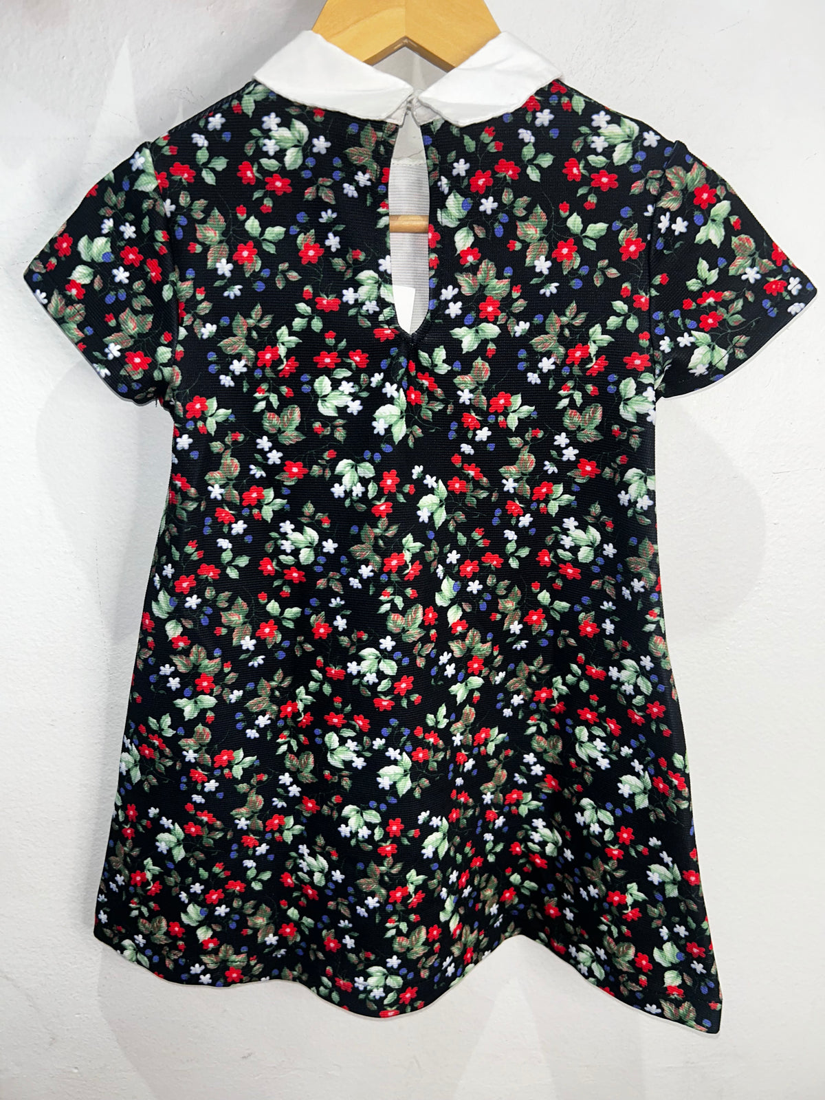Black floral collared dress 5y