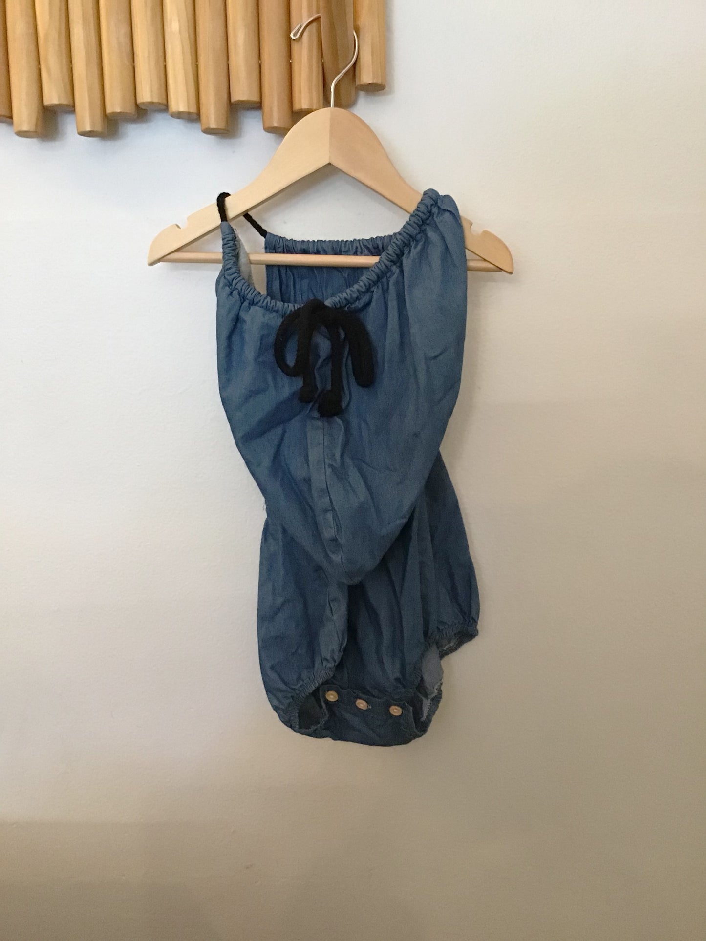 Hooded chambray shorty romper 2-3y