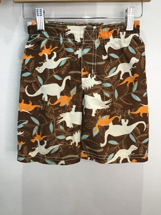 Brown dino swimshorts 3y