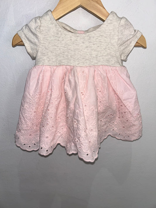 Pink eyelet dress 0-3m