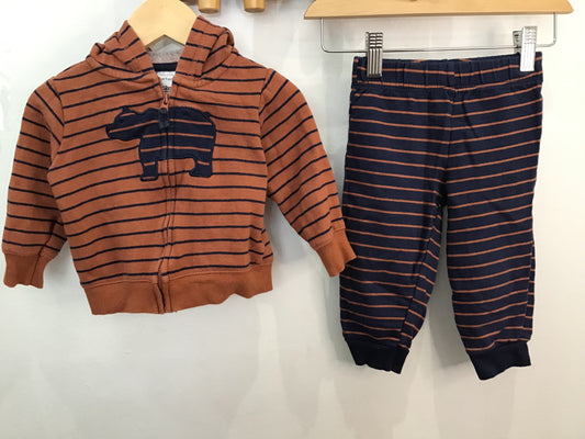 Jogger set brown stripes 12m