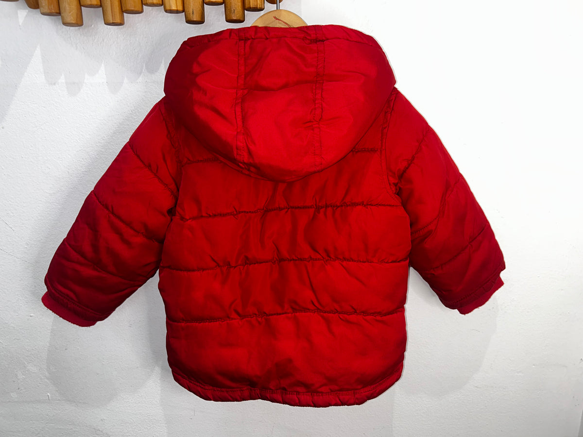Red mid weight puffer jacket 2y