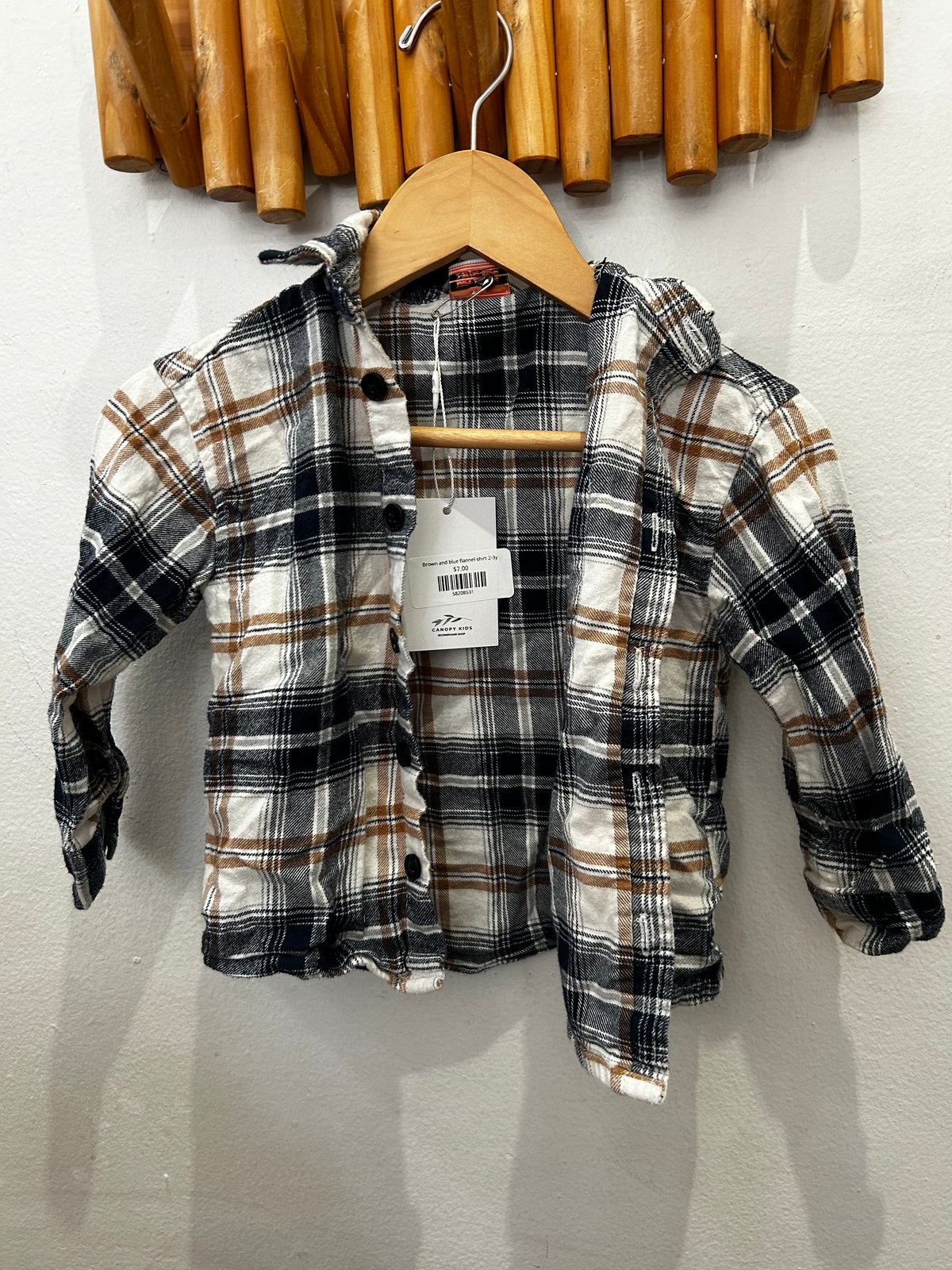 Brown and blue flannel shirt 2-3y