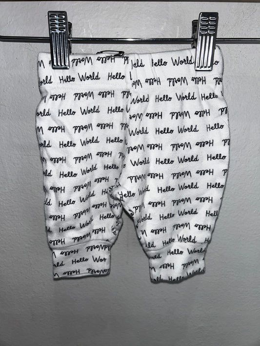 Hello world pants 0-3m