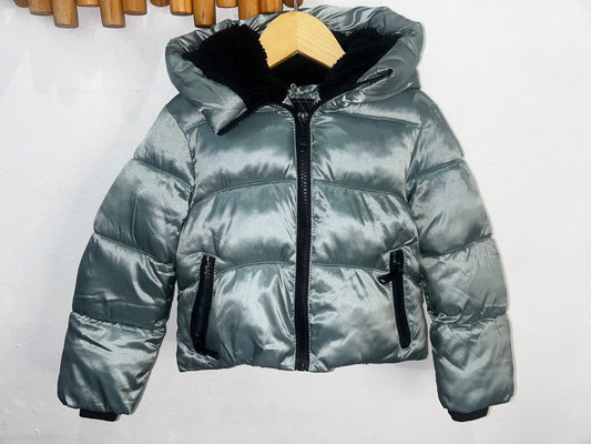 Metallic green puffer jacket 3y