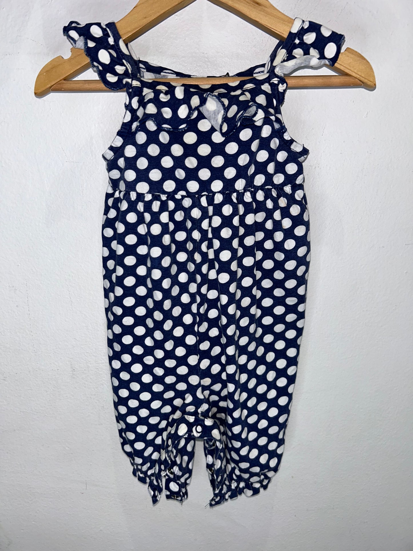 Blue dots shorty romper 9m