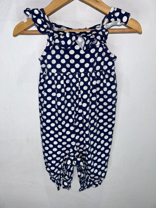Blue dots shorty romper 9m