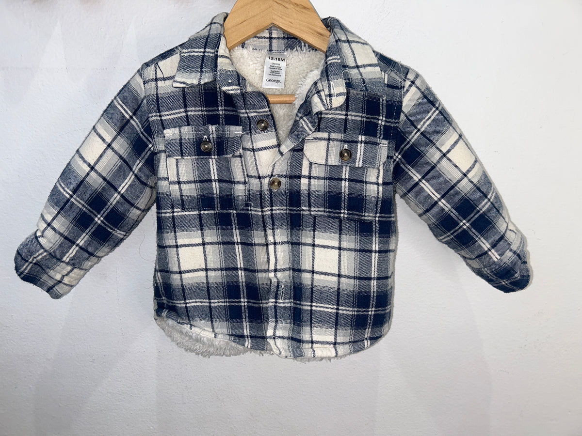 Blue furry overshirt 12-18m