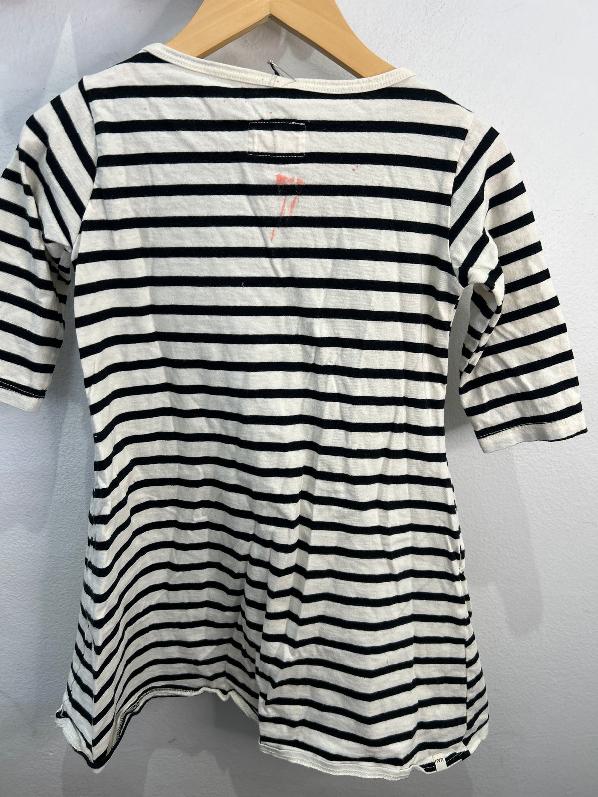 Minimioche black and stripe dress 5-6y*