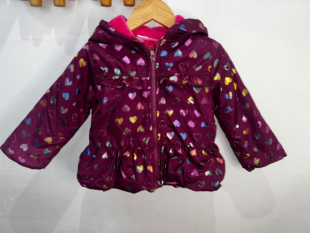 Sparkly purple fleece lined jacket 2y
