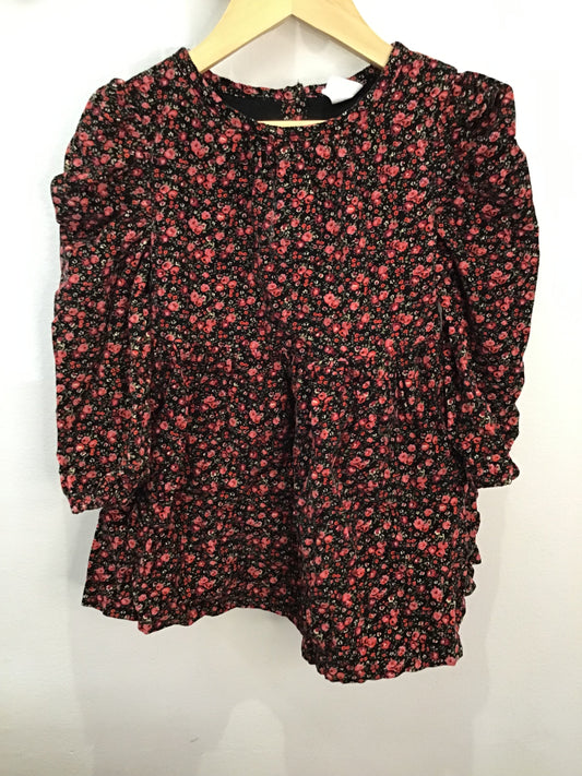 Dark florals corduroy dress 2y