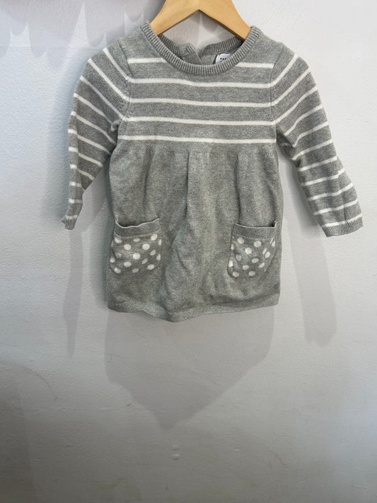 Grey stripes sweater dress 18-24m