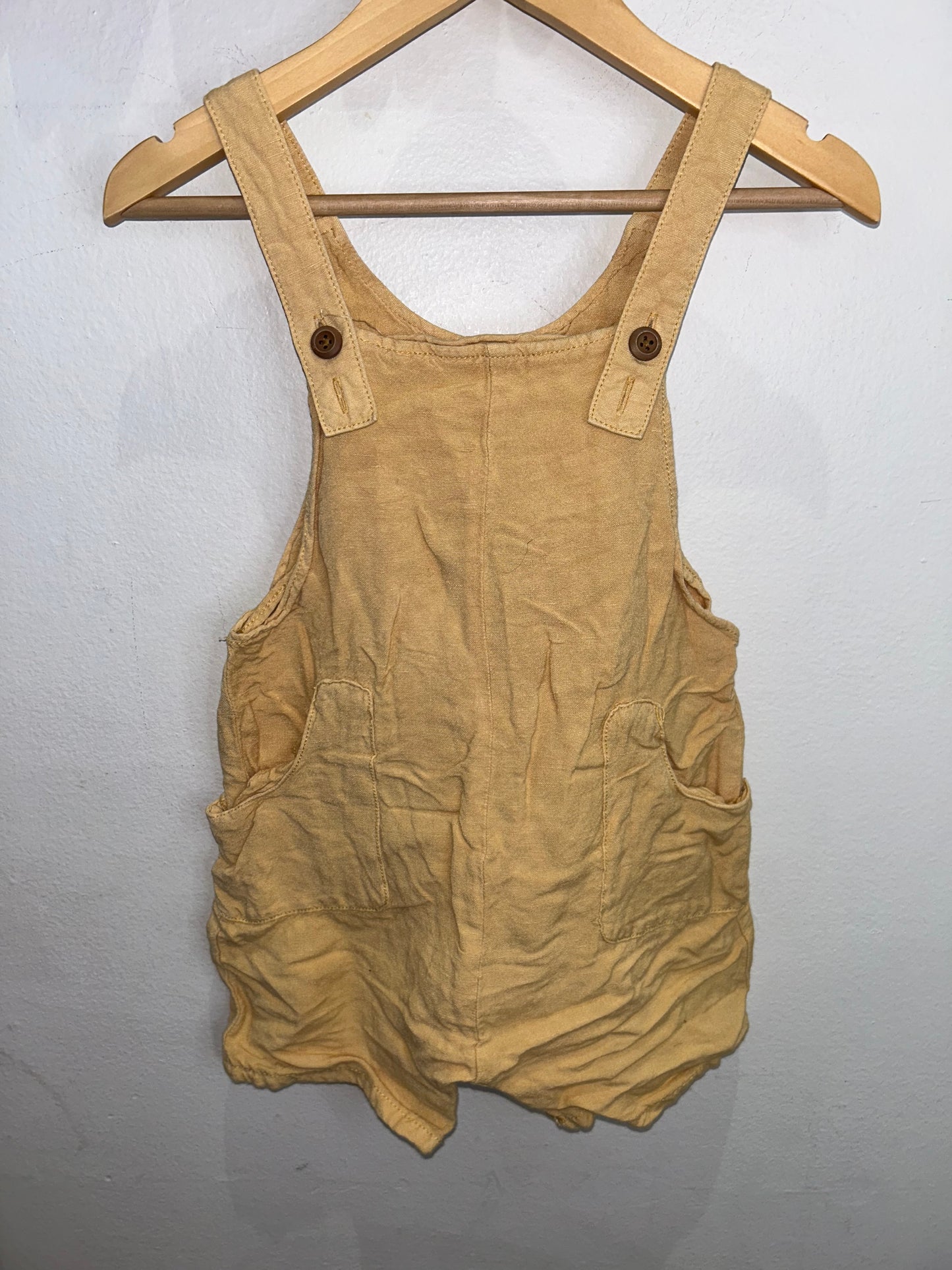 Yellow linen shorty romper 4-5y