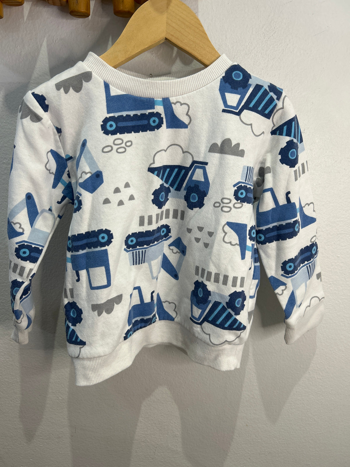 Blue construction pullover 3y
