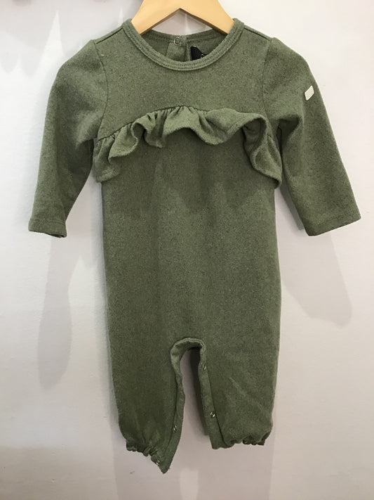 Romper green knit 6-9m