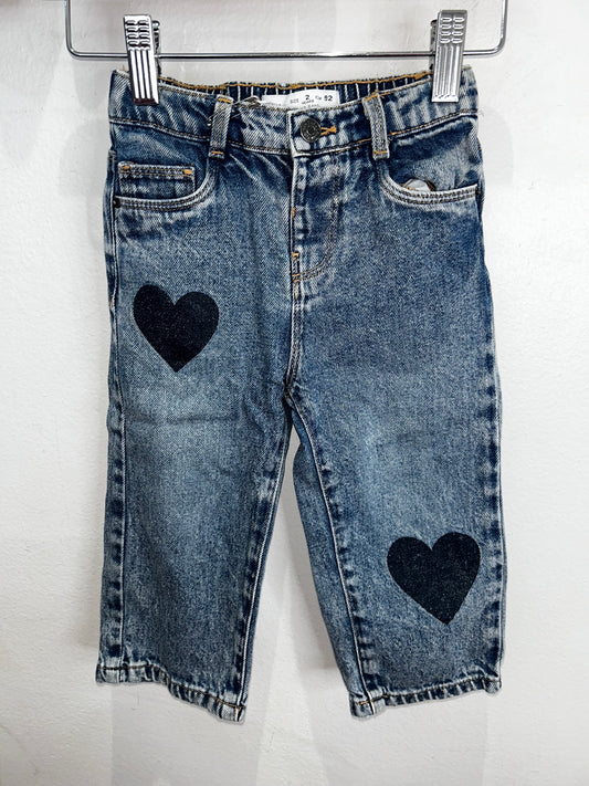 Wide leg heart jeans 2y
