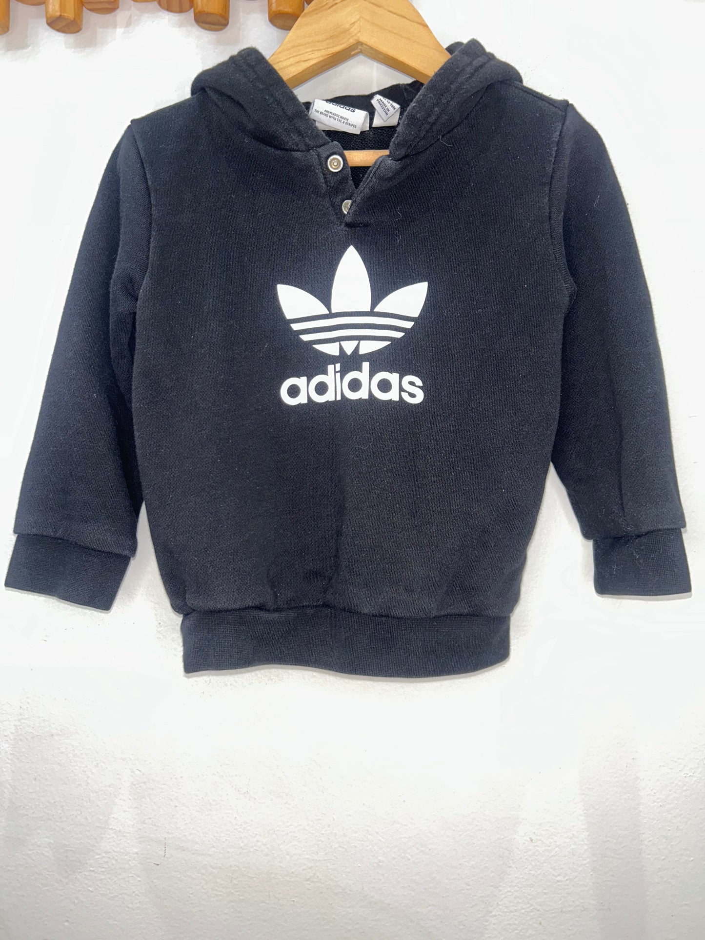 Adidas black hoodie 12-18m