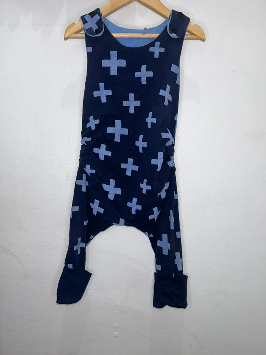 Cherry Cheeks handmade romper blue 1-3y