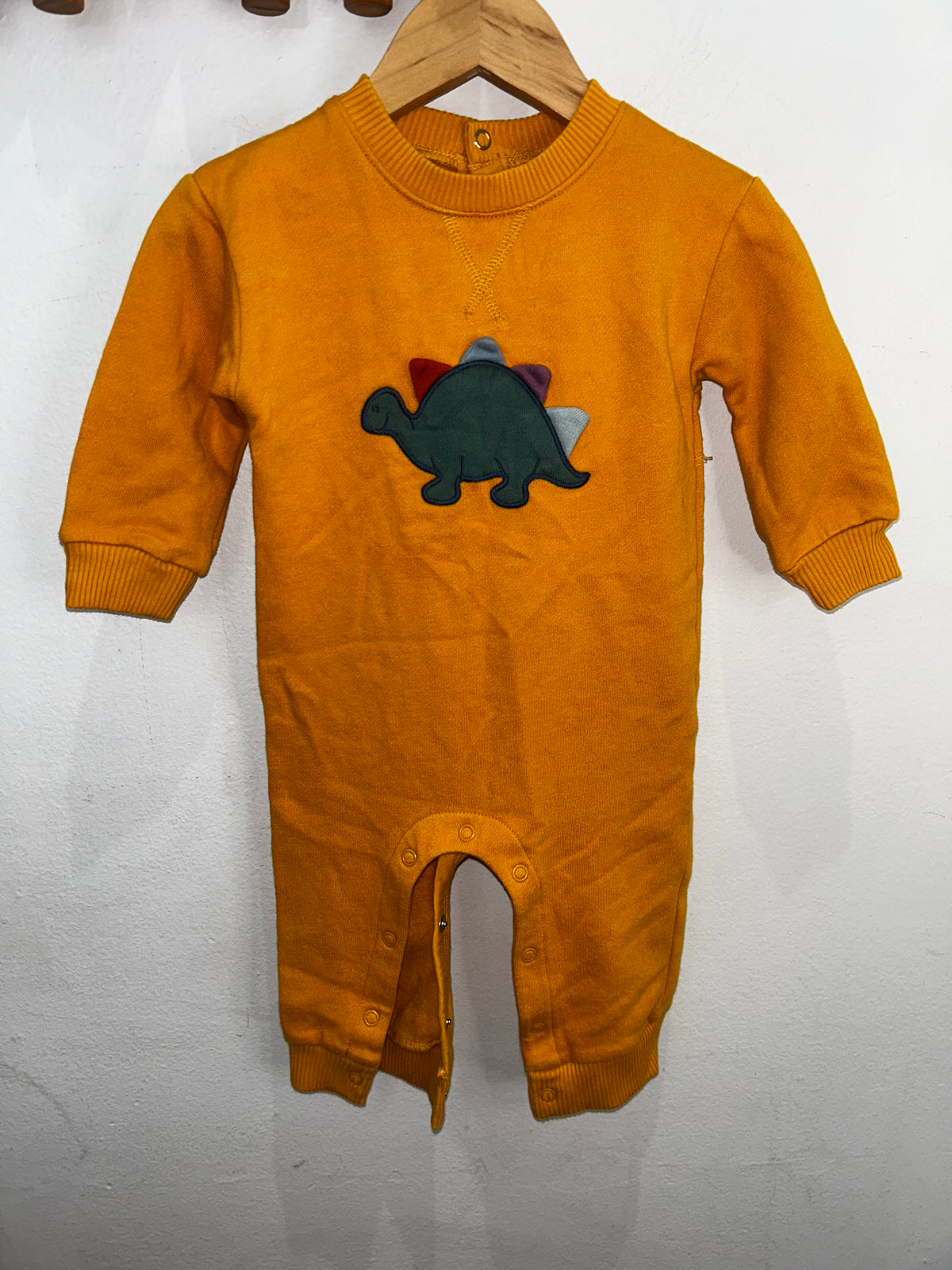 Mustard dino romper 6-12m
