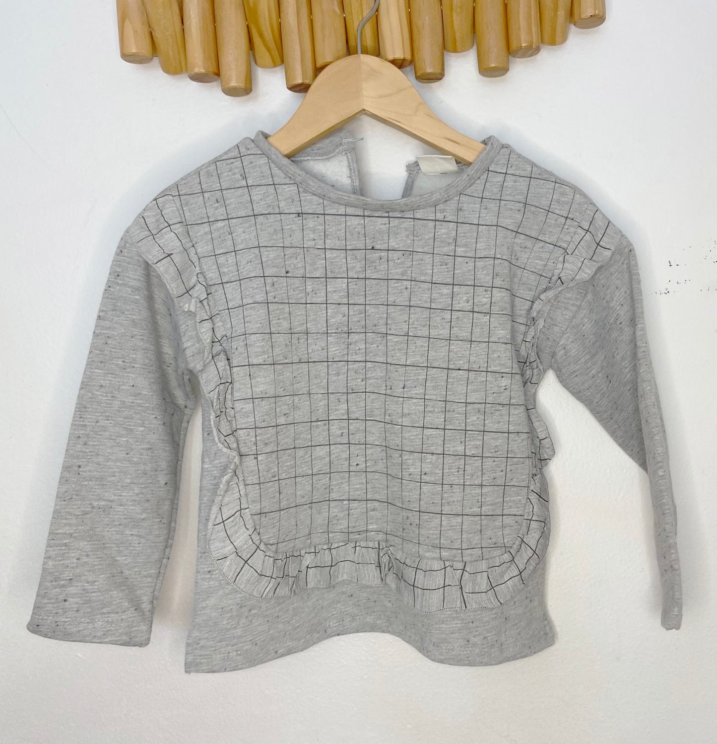 Grid frilly pullover 3-4y