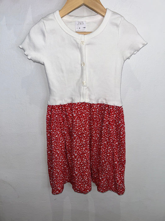 Red print skirt dress 6y