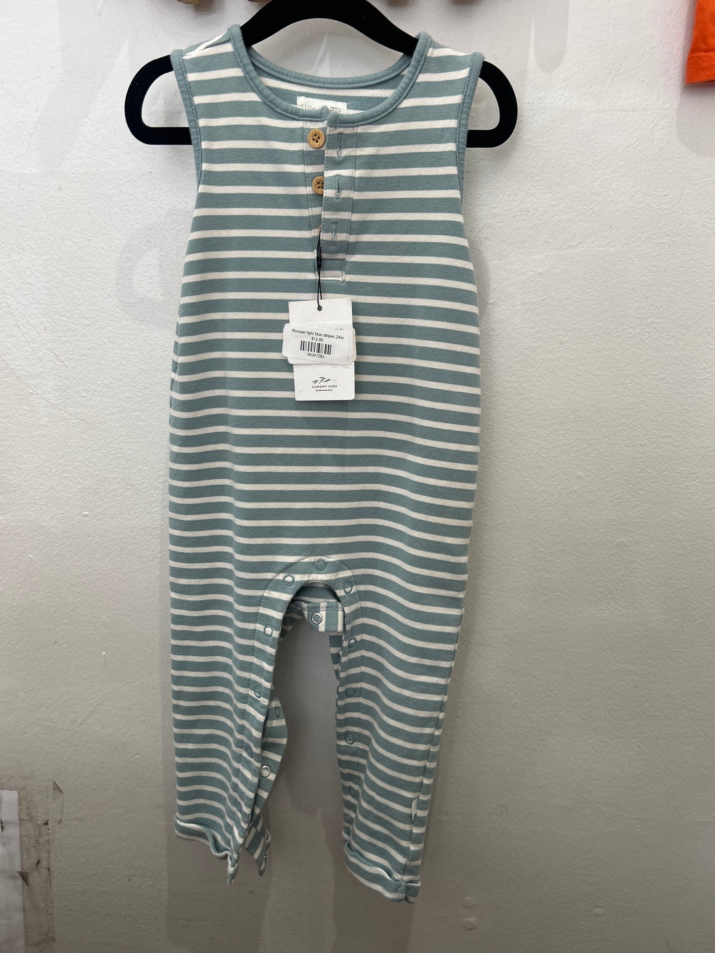 Romper light blue stripes 24m