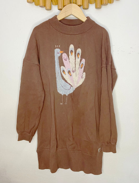 Souris Mini peacock sweater dress 7y